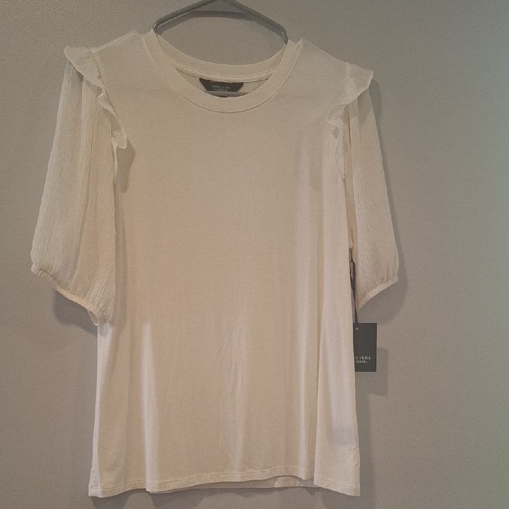 NWT 🏷️ Elegant Cream Top with Ruffle Sleeves